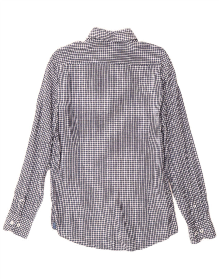 Męska koszula Massimo Dutti w małą niebieską kratę, lniana