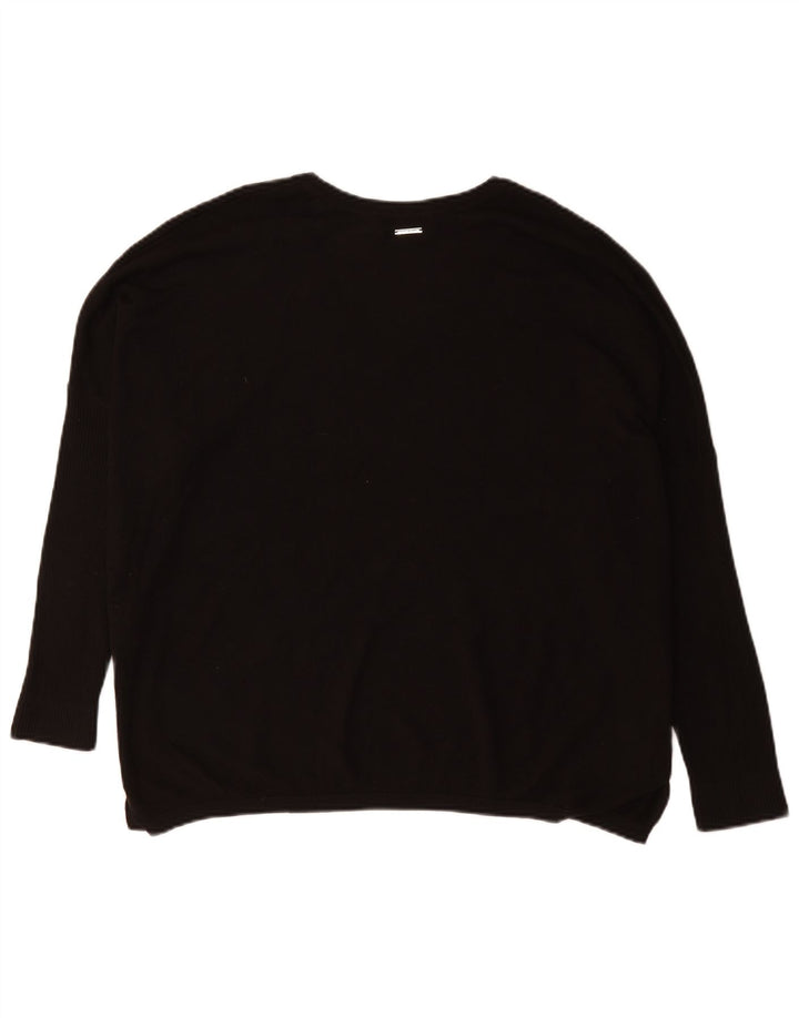 Damski sweter oversize Dkny z graficznym dekoltem w kształcie litery V, UK 16, duży czarny