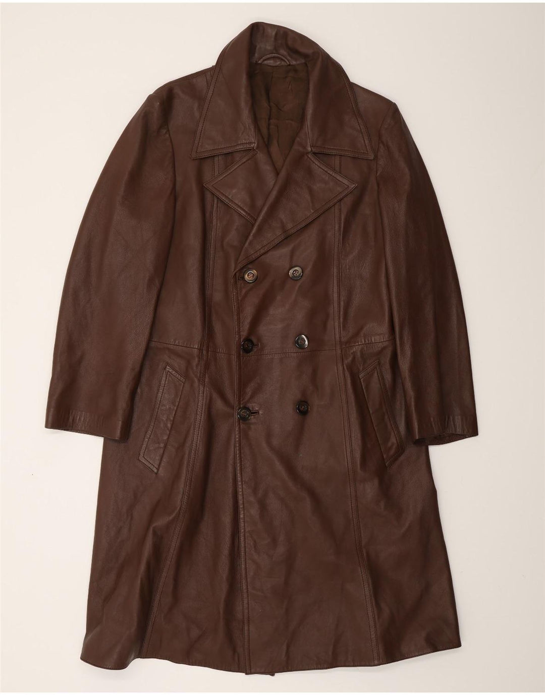 Męski płaszcz skórzany VINTAGE UK 38 Średni brązowy skórzany