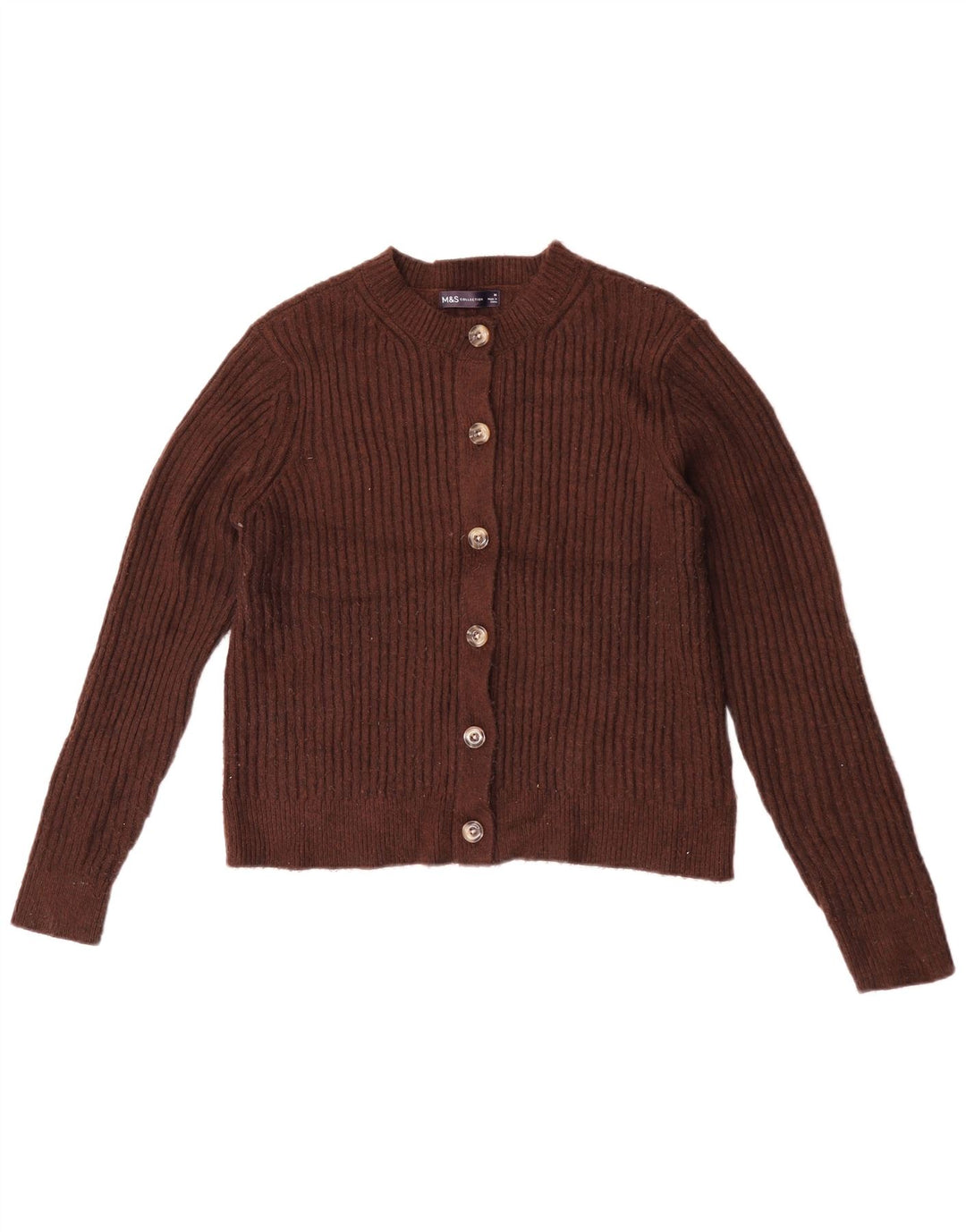 Marks & Spencer Damski sweter kardigan UK 14, średni brązowy poliester
