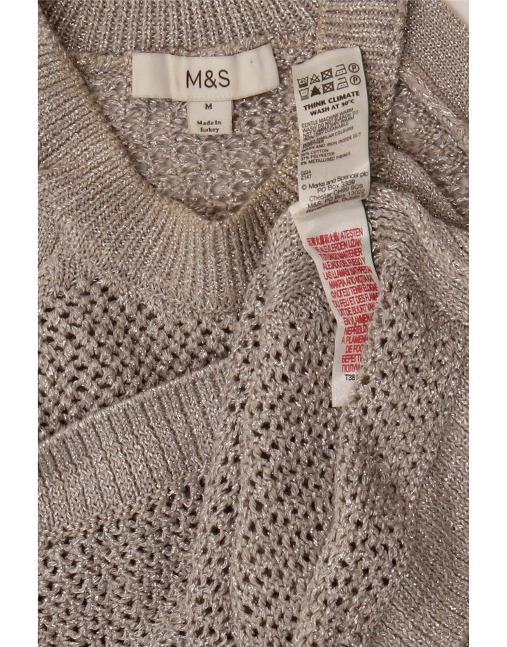Marks & Spencer Damski szydełkowy krótki top UK 12, średnioszary, bawełniany w plamki