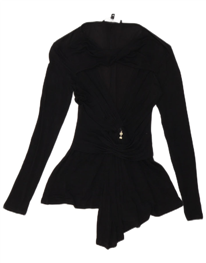 Damska bluzka z długim rękawem Elisabetta Franchi Top IT 40 Small Black Cupro