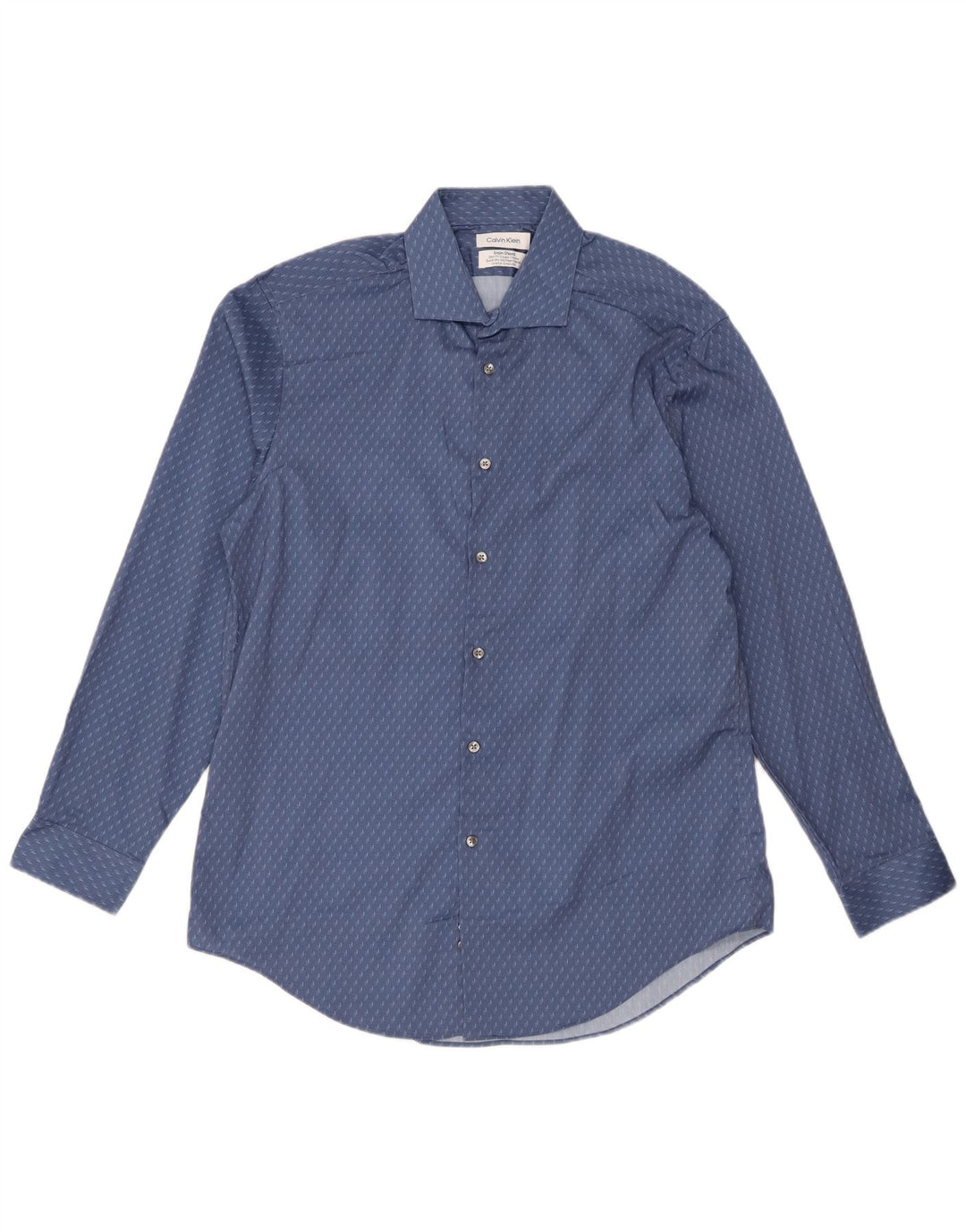 Męska koszula o dopasowanym kroju Calvin Klein, rozmiar 16 1/2, duży niebieski geometryczny poliester