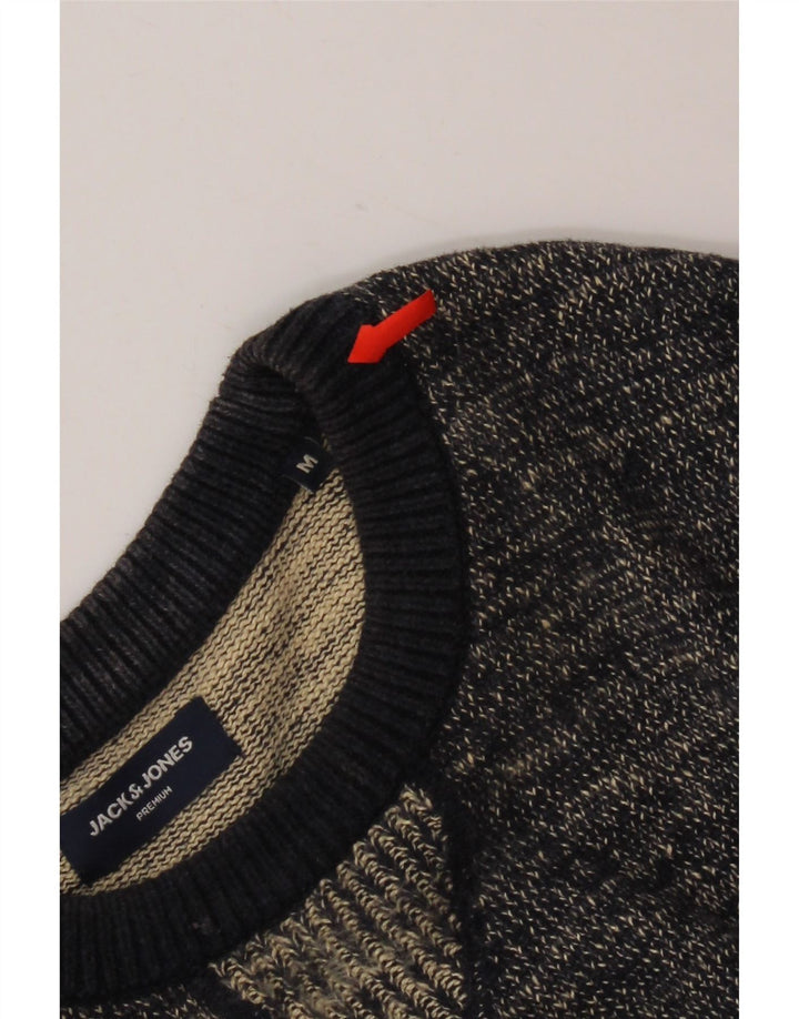 JACK & JONES Męski sweter z okrągłym dekoltem, średni, granatowy, bawełniany nakrapiany