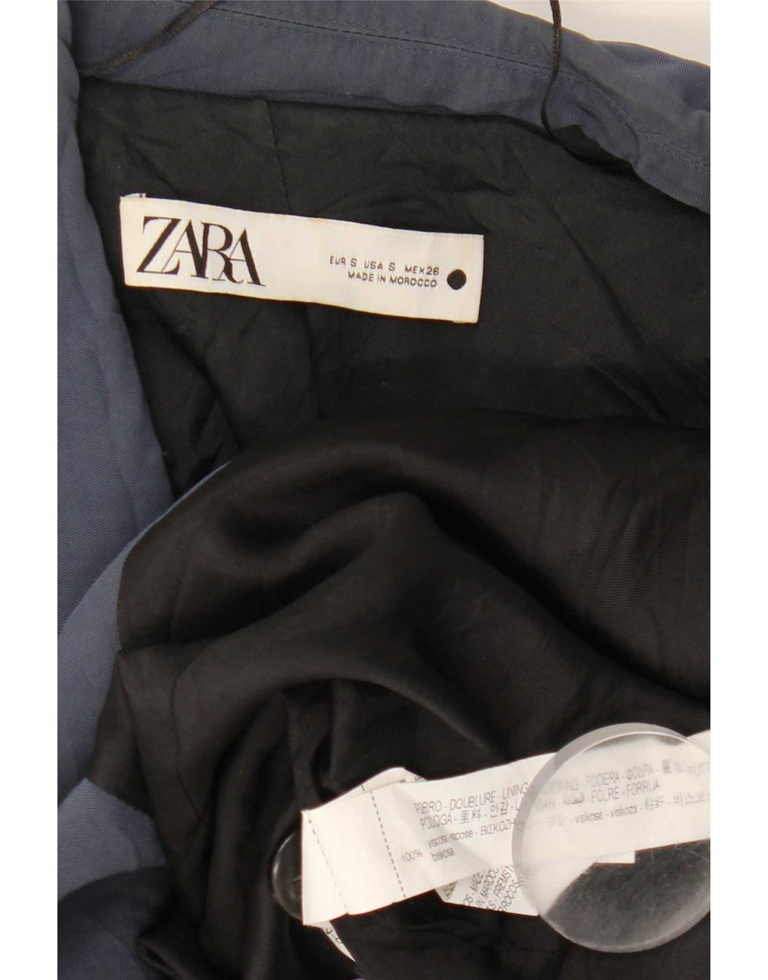 Damska marynarka zapinana na 1 guzik, oversize UK 10 Small, granatowa wiskoza