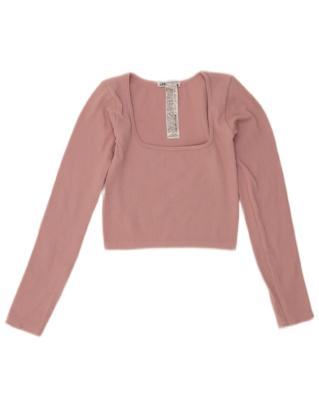 Damski krótki top Zara z długim rękawem, UK 4 XS, różowy poliamid
