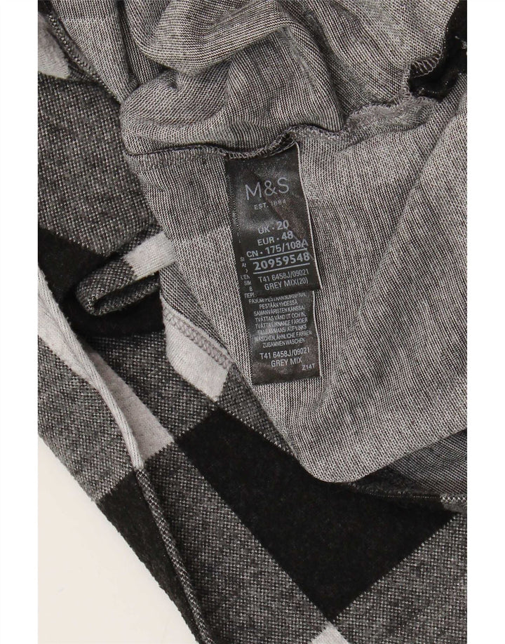 Marks & Spencer Damski top z długim rękawem UK 20 2XL Szary poliester w kratkę
