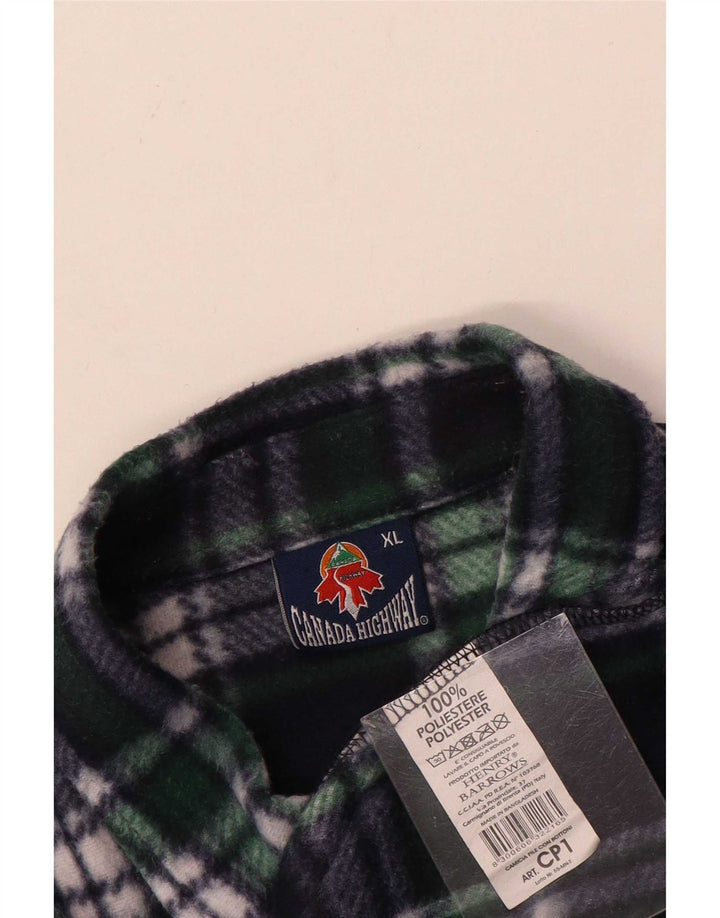 Męska koszula polarowa w stylu vintage XL, granatowa, poliester w kratę