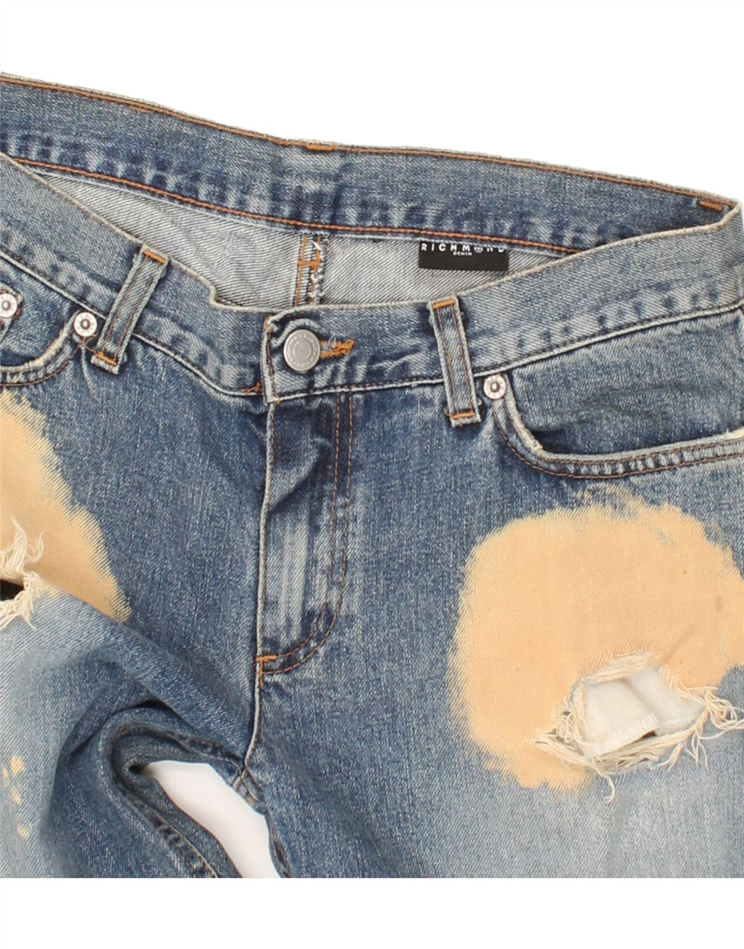 RICHMOND Womens Distressed Slim Jeans W32 L34 Blue Spotted Vintage Richmond and Second-Hand Richmond from Messina Hembry 