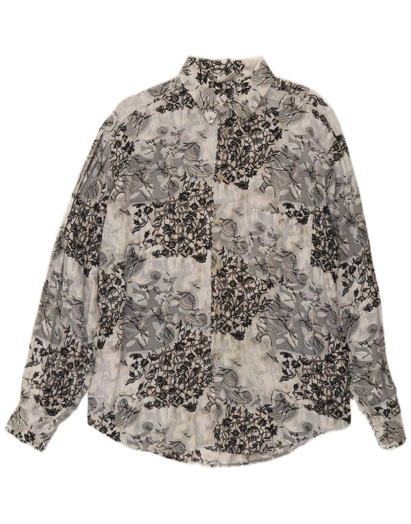 Koszula męska CRIVER Średnioszara wiskoza w kwiaty