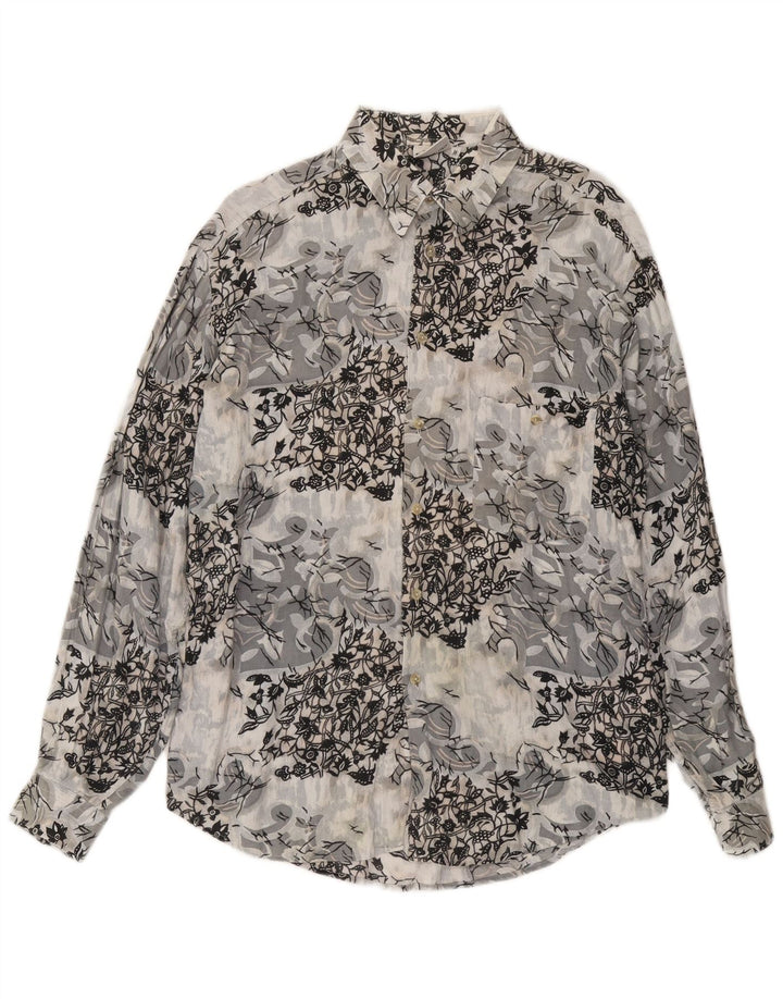 Koszula męska CRIVER Średnioszara wiskoza w kwiaty