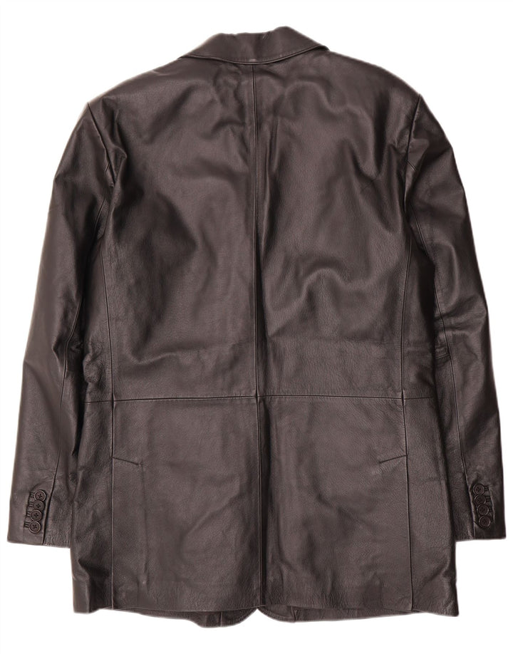 Męska marynarka skórzana zapinana na 2 guziki w stylu vintage, UK 40, duża czarna