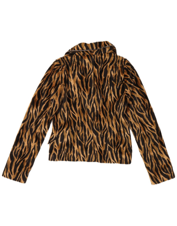 Damska marynarka VINTAGE zapinana na 2 guziki EU 36 Mały brązowy nadruk zwierzęcy