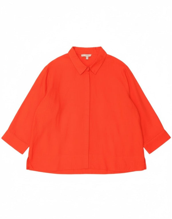 Damska bluzka koszulowa oversize z krótkim rękawem 3/4 Hobbs UK 18 XL Pomarańczowa lniana