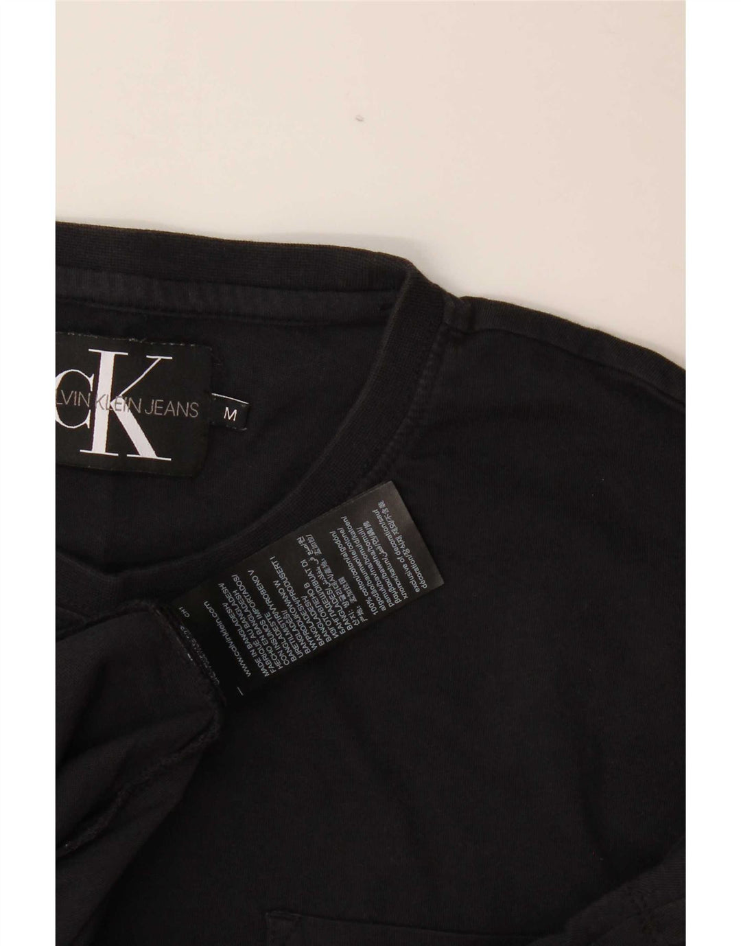 Męska koszulka z grafiką Calvin Klein, średnia czarna bawełniana