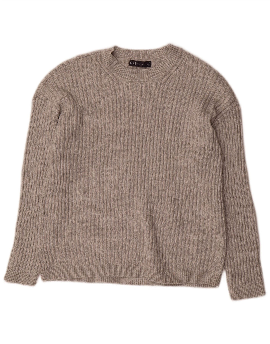 Marks & Spencer Damski sweter z okrągłym dekoltem, UK 12, średni szary poliester