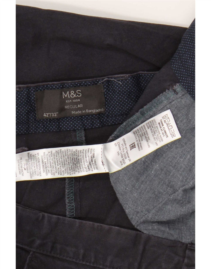 Męskie spodnie typu chino Regular Marks & Spencer W42 L33 Granatowa bawełna
