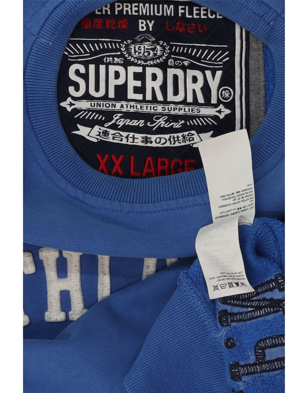 Męski sweter z grafiką Superdry, 2XL, niebieski, bawełniany