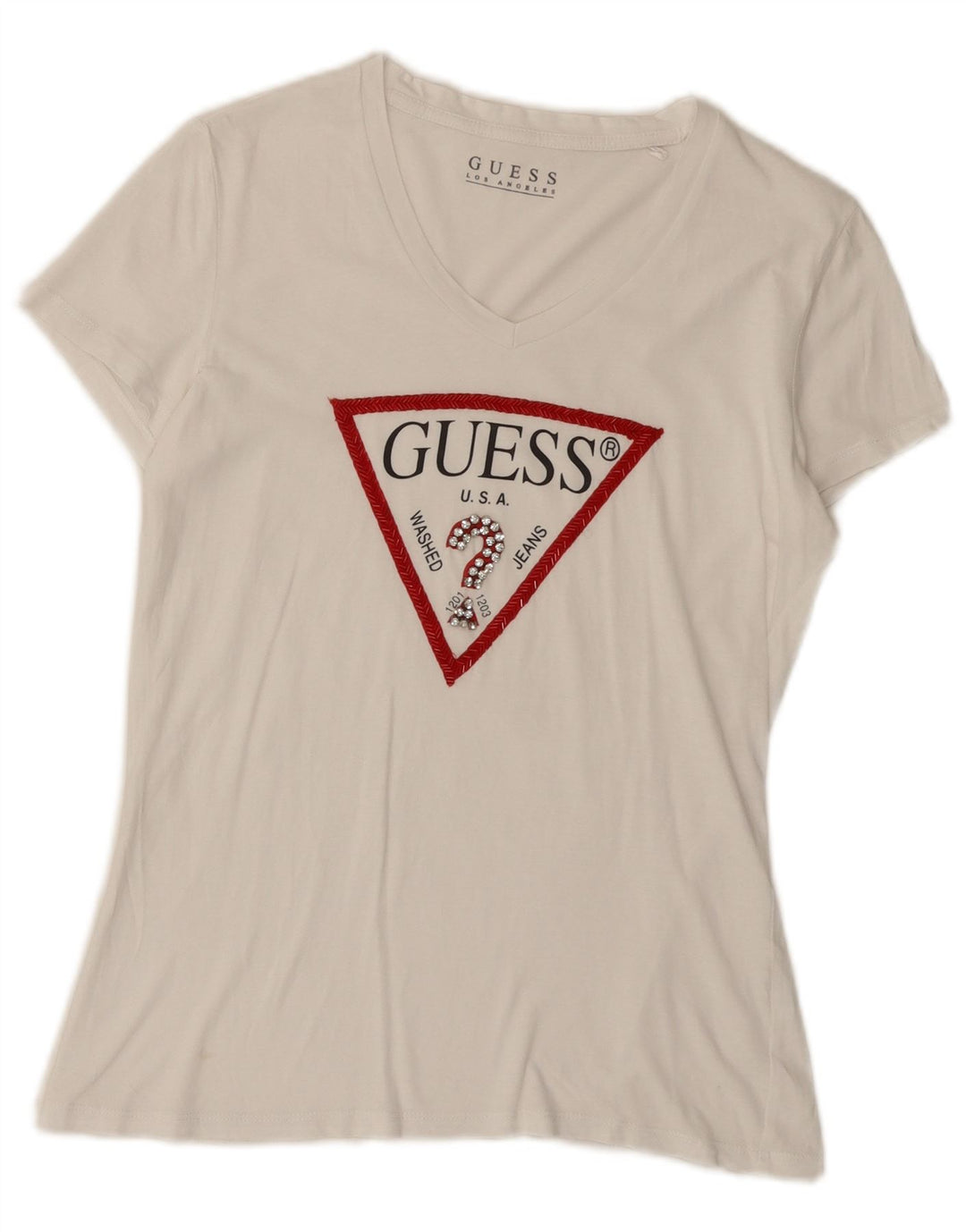 Damska koszulka graficzna Guess Top UK 12 Medium White