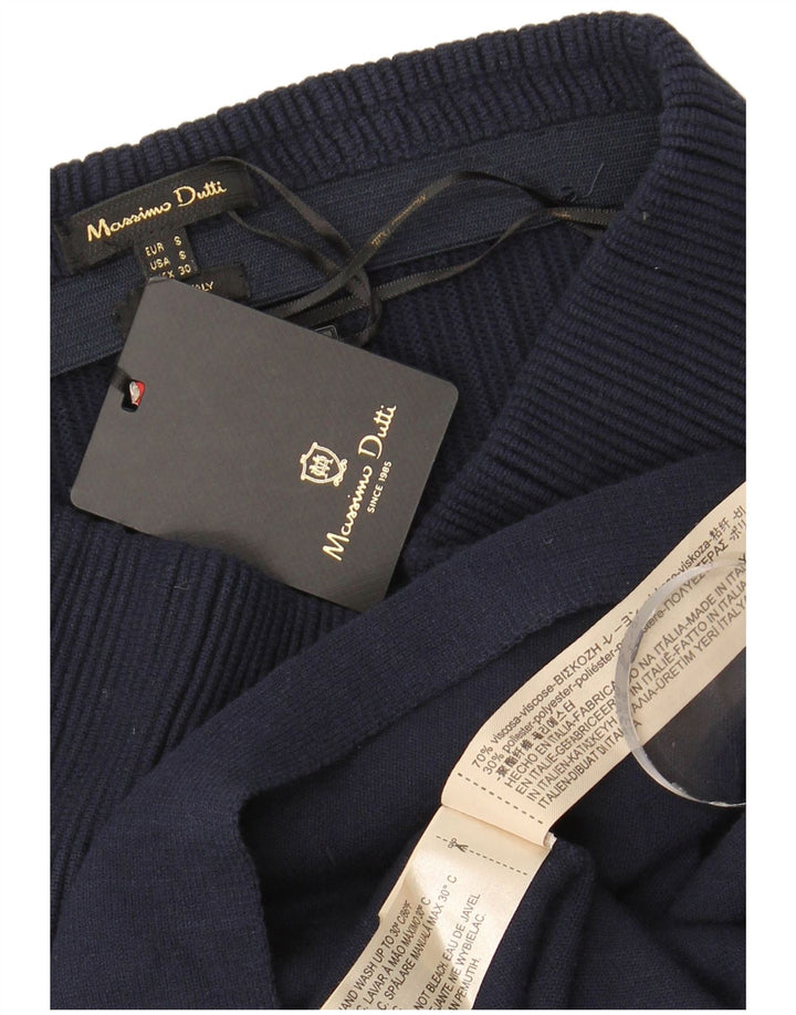 Massimo Dutti Damska dzianinowa spódnica w kształcie litery A, mała W26 Granatowa wiskoza