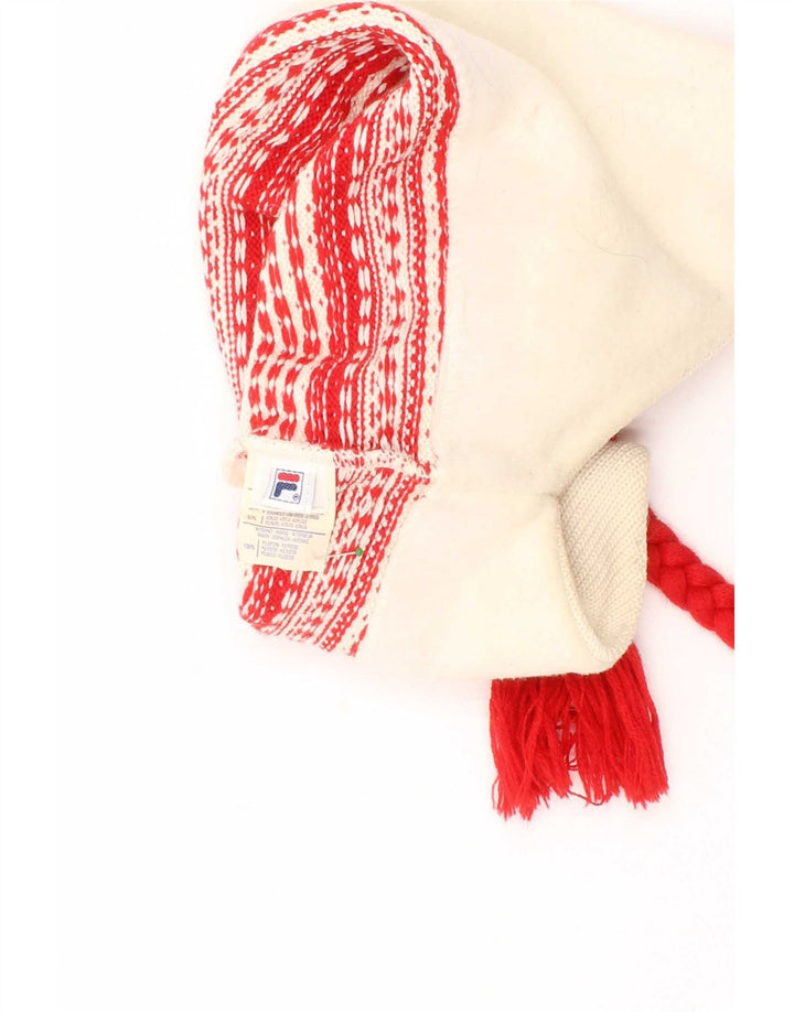 Fila Mens Ear Lap Knit Bobble Hat One Size Off White Fair Isle Virgin Wool