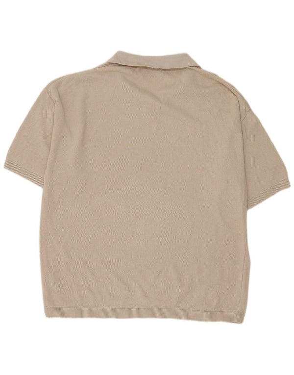 Męski sweter polo Jack & Jones z krótkim rękawem i dekoltem XL, beżowy, bawełniany