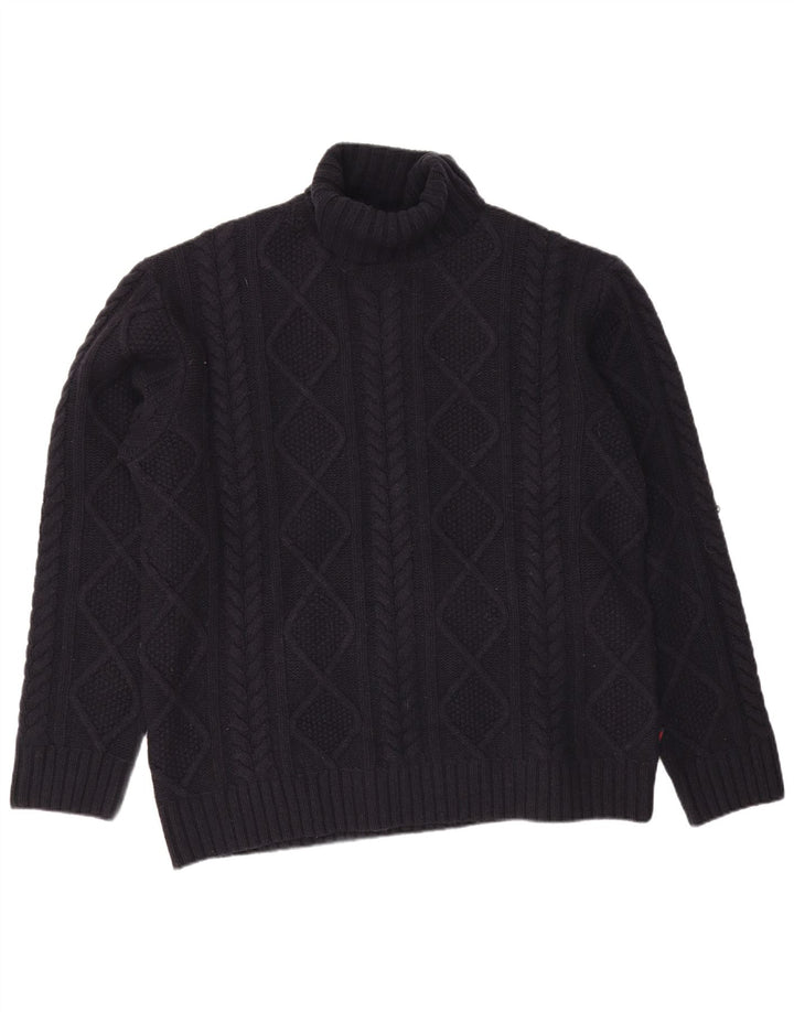 Męski sweter Kappa z wywijanym dekoltem 2XL Granatowa wełna