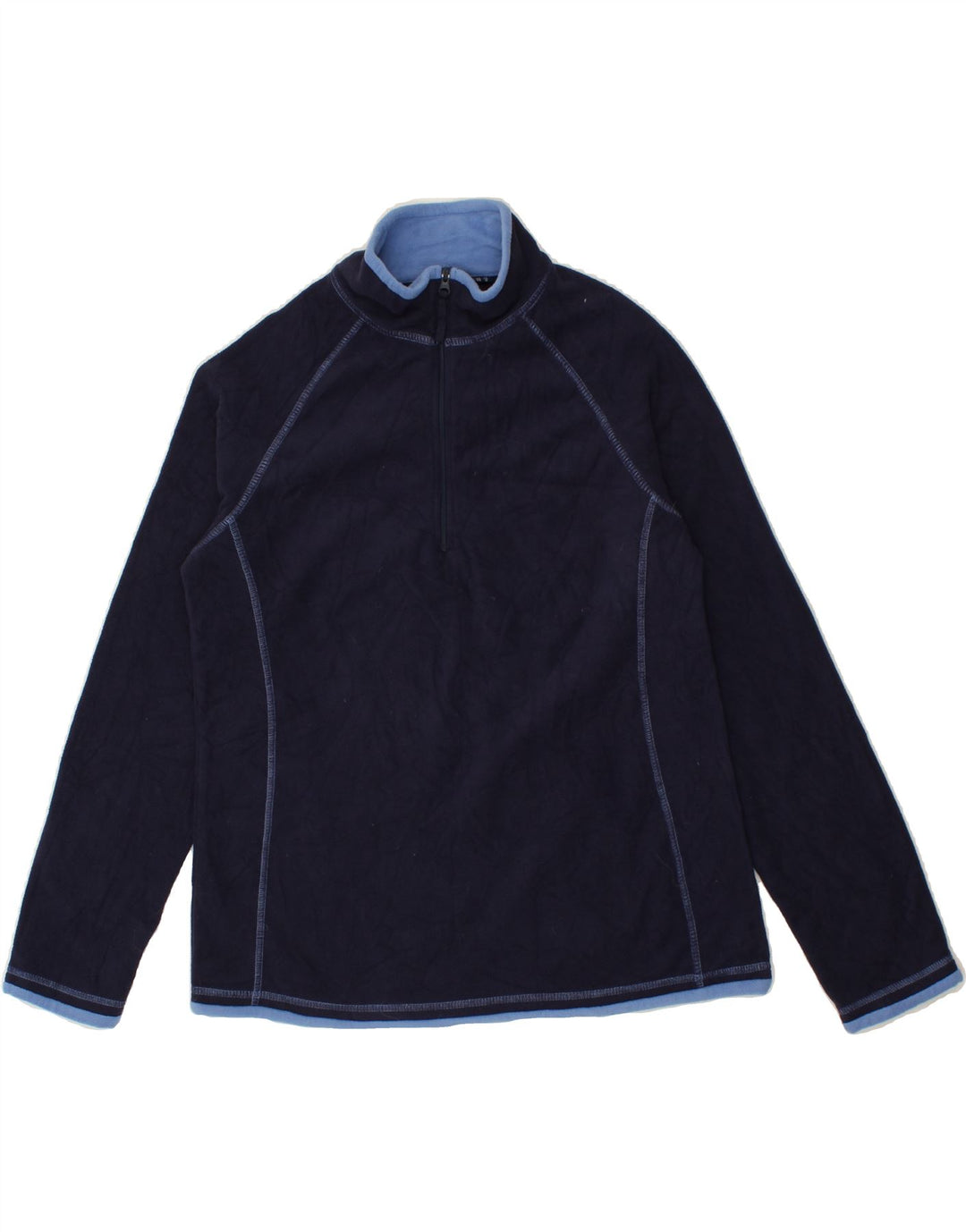MOUNTAIN WAREHOUSE Womens Zip Neck Fleece Jumper UK 14 Medium Navy Blue Vintage Mountain Warehouse and Second-Hand Mountain Warehouse from Messina Hembry 