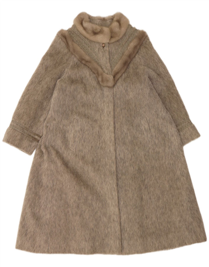 KARL LORENZ Womens Overcoat UK 14 Large Grey Lamb Hair