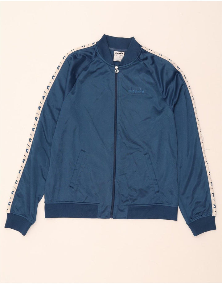 Damska kurtka dresowa DIADORA UK 16, duża, granatowa, z blokami kolorów