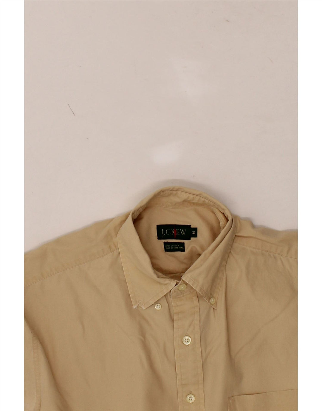 J. CREW Mens Short Sleeve Shirt Medium Beige Cotton Vintage J. Crew and Second-Hand J. Crew from Messina Hembry 