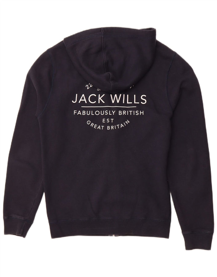 Męski sweter JACK WILLS z grafiką i zamkiem błyskawicznym, średni granatowy, bawełniany