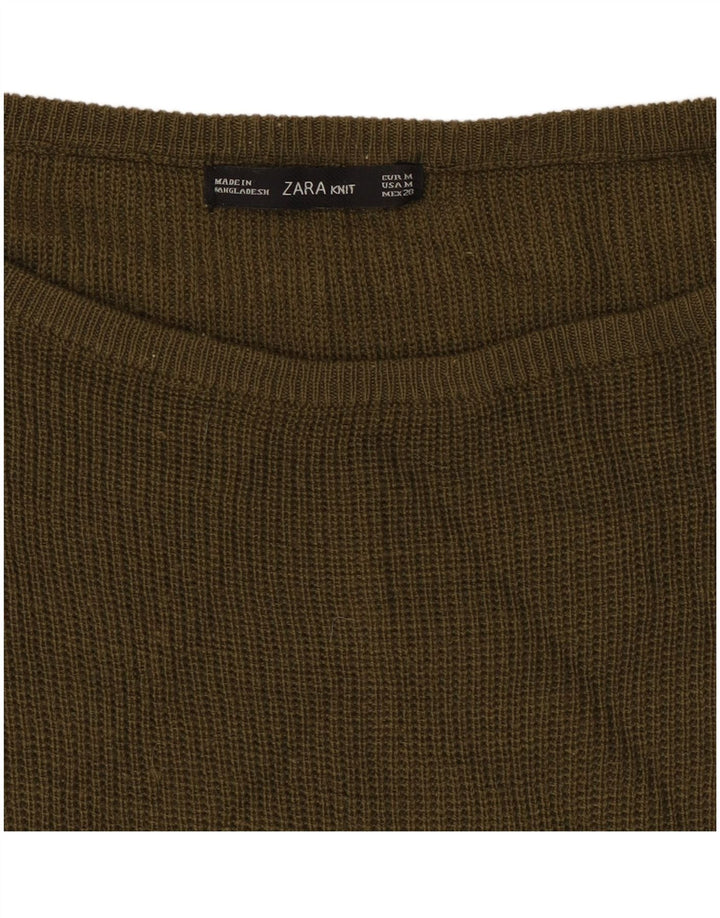 Sweter damski Zara z dekoltem w łódkę, UK 14, średni khaki