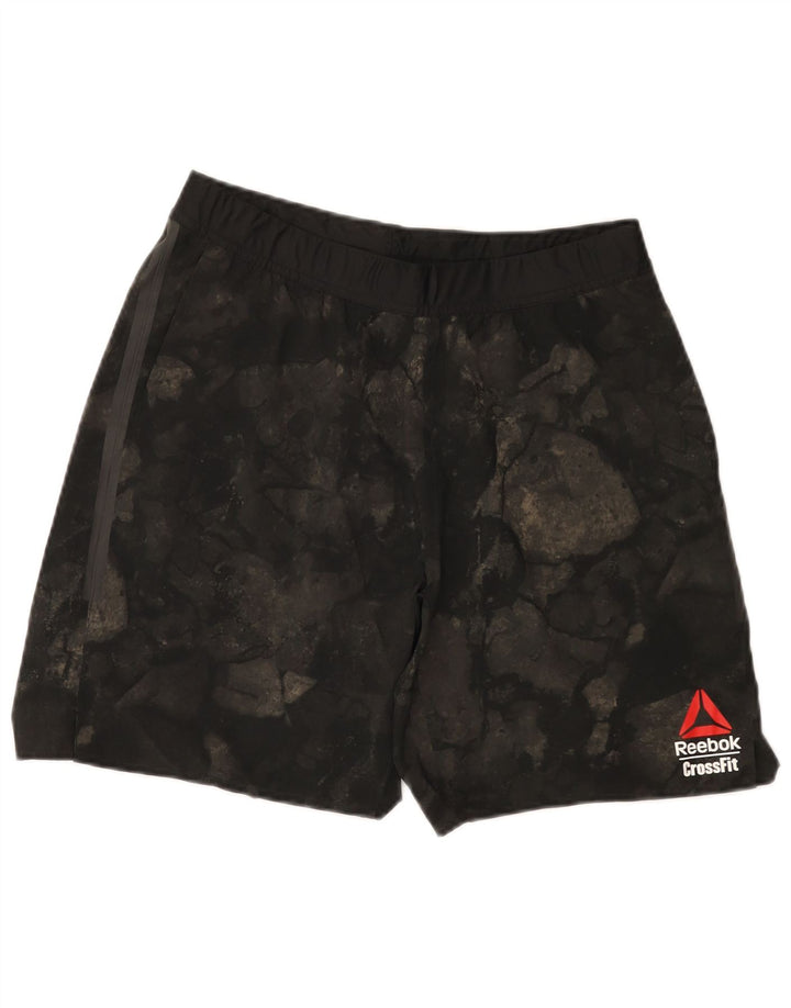 Męskie spodenki sportowe Reebok Cross Fit Graphic Średni czarny geometryczny poliester