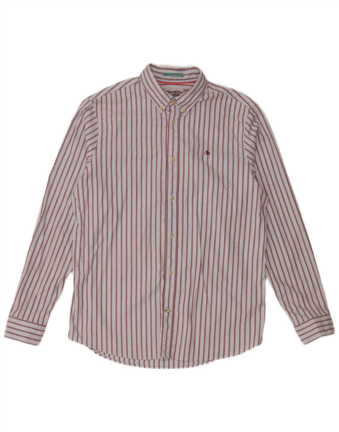SCOTCH & SODA Mens Regular Fit Shirt Medium Blue Striped Cotton