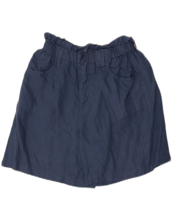 Damskie spodenki z wysokim stanem Benetton UK 10 Small W26 Granatowe lniane