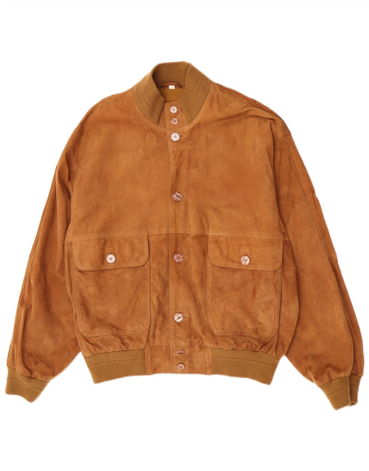 Vintage męska zamszowa kurtka bomber IT 52 XL brązowa skóra