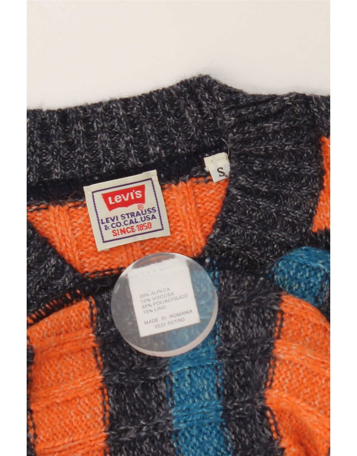 Męski sweter Levi's z dekoltem w szpic i małą pomarańczową wełną z alpaki w paski