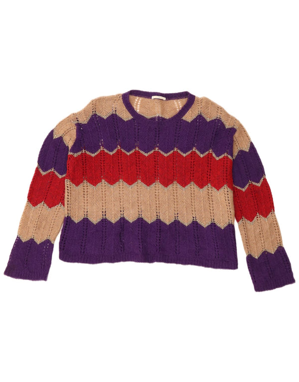 Damski sweter Carrera z okrągłym dekoltem, UK 16, duże fioletowe paski