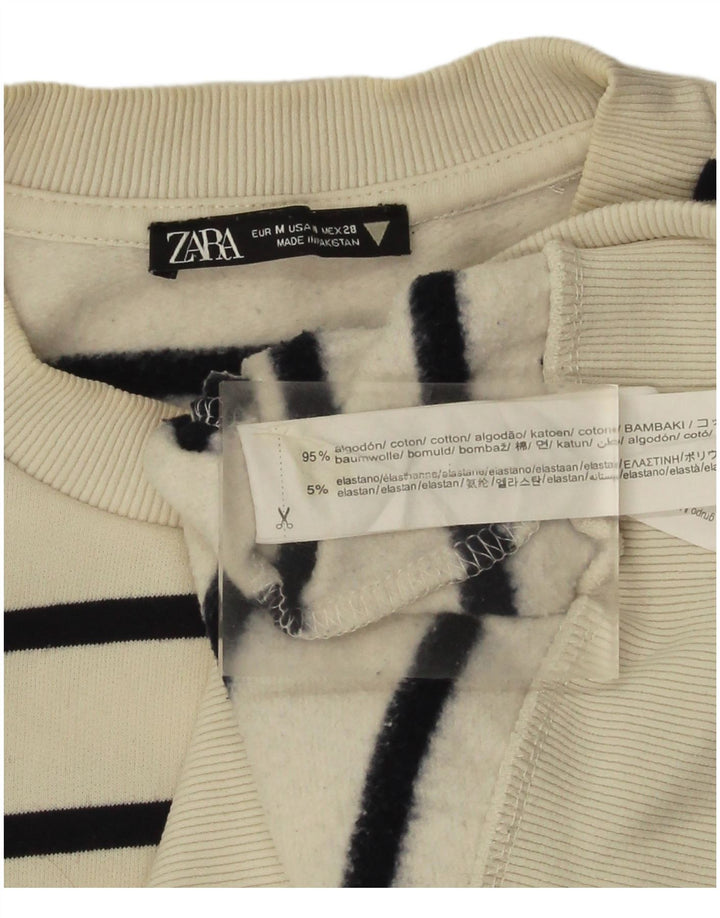 Damska bluza Zara Crop Sweter UK 14 Średnia bawełna w białe paski