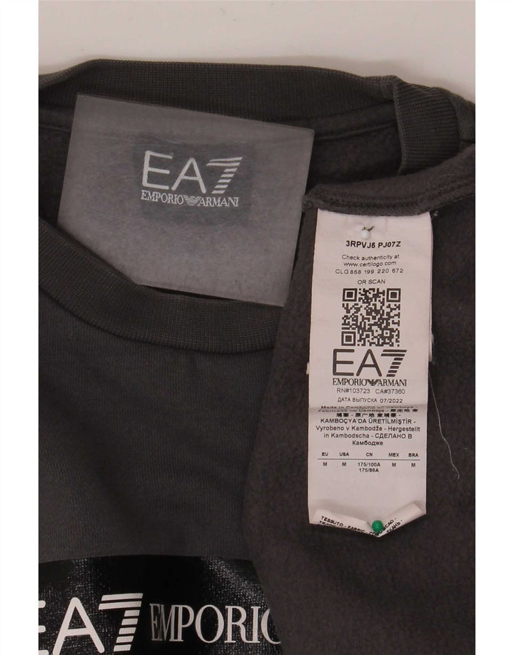 Męska bluza z grafiką Emporio Armani, średnioszara, bawełniana