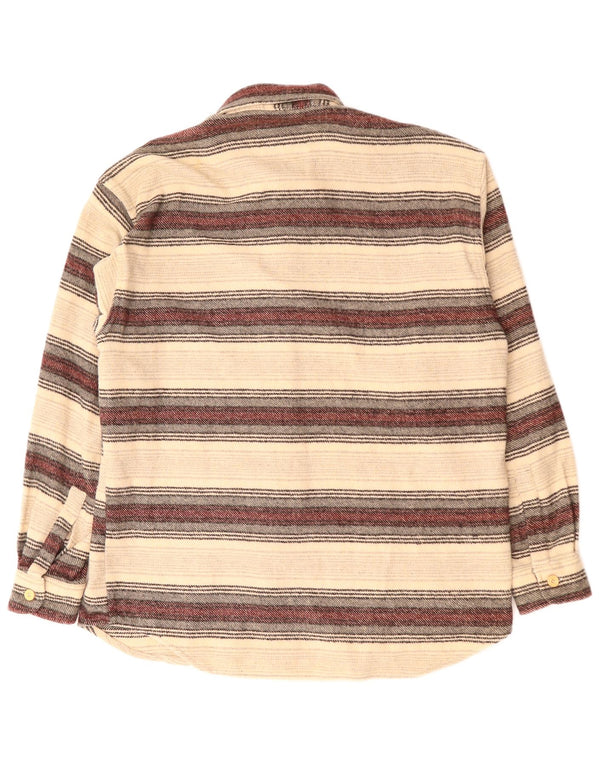 VINTAGE Męska koszula flanelowa w duże beżowe paski, akryl