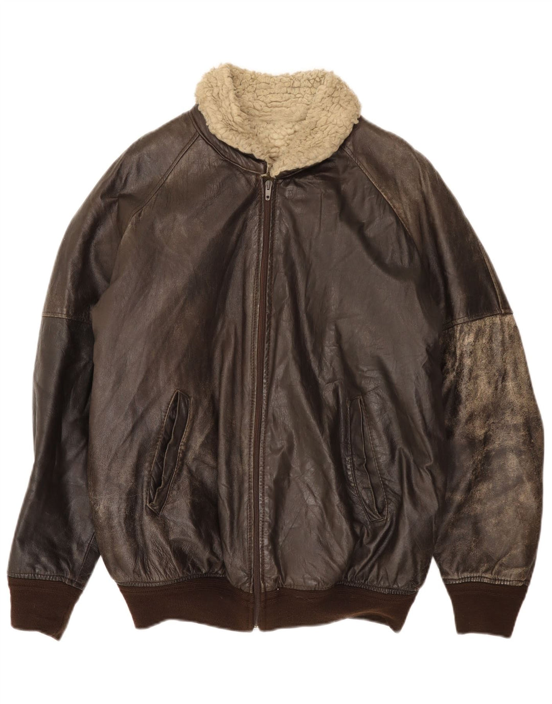 Vintage męska skórzana kurtka Sherpa IT 52 XL brązowa