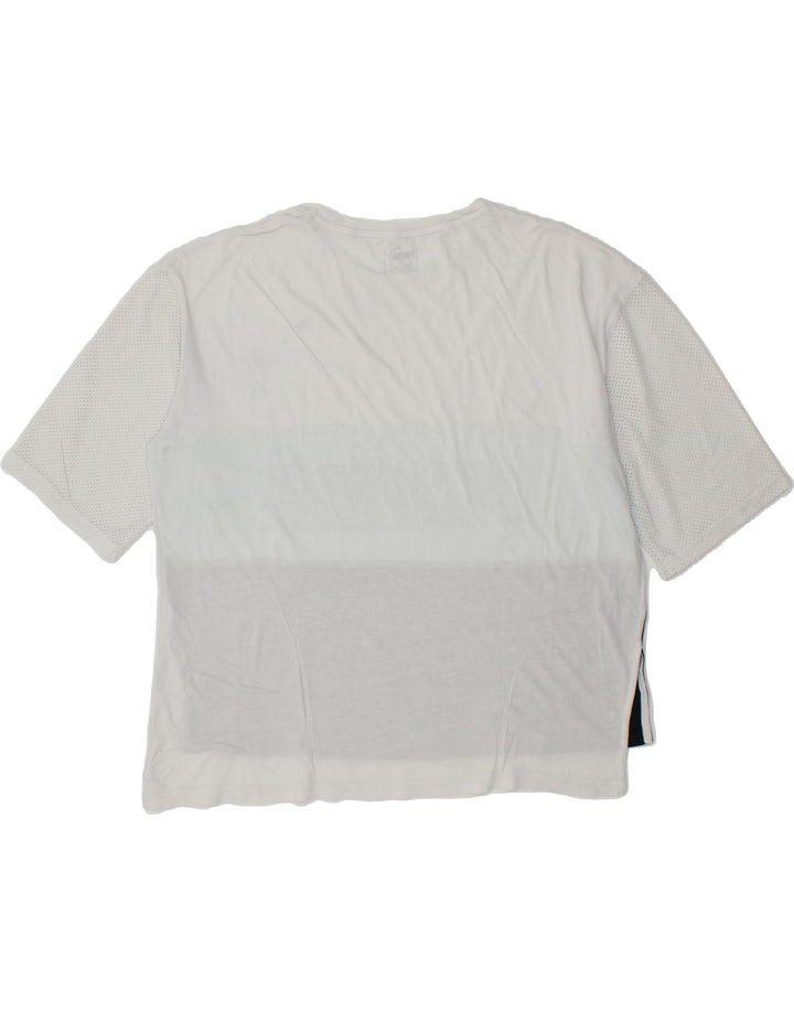 PUMA Womens Oversized Graphic T-Shirt Top UK 14 Medium White Colourblock Vintage Puma and Second-Hand Puma from Messina Hembry 