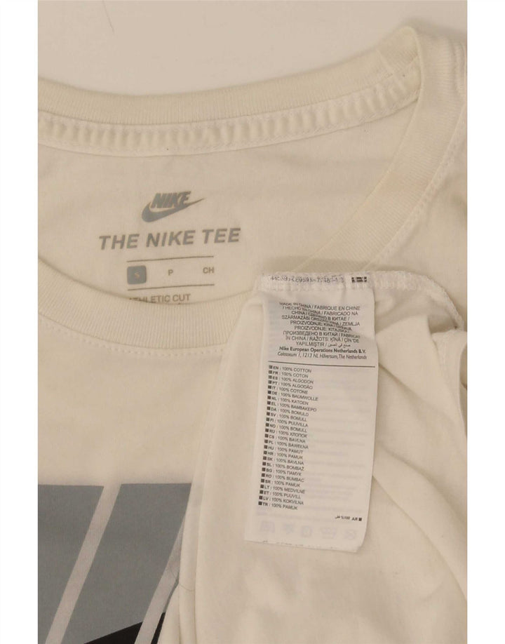 Męski T-shirt Nike o sportowym kroju z grafiką, mały, biały, bawełniany