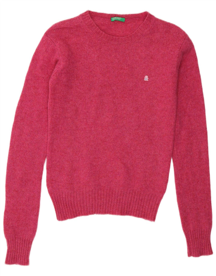 Damski sweter z okrągłym dekoltem Benetton UK 8, mały róż