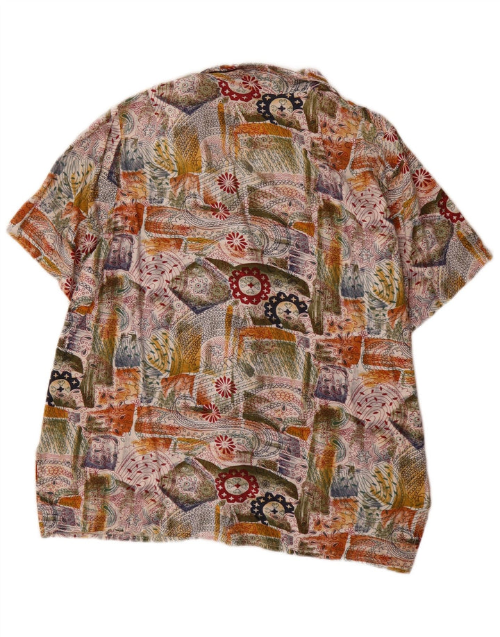 VINTAGE Womens Abstract Pattern Shirt UK 14 Medium Beige Bohemian