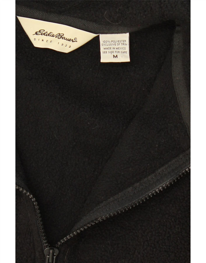 EDDIE BAUER Mens Zip Neck Fleece Jumper Medium Black Polyester Vintage Eddie Bauer and Second-Hand Eddie Bauer from Messina Hembry 