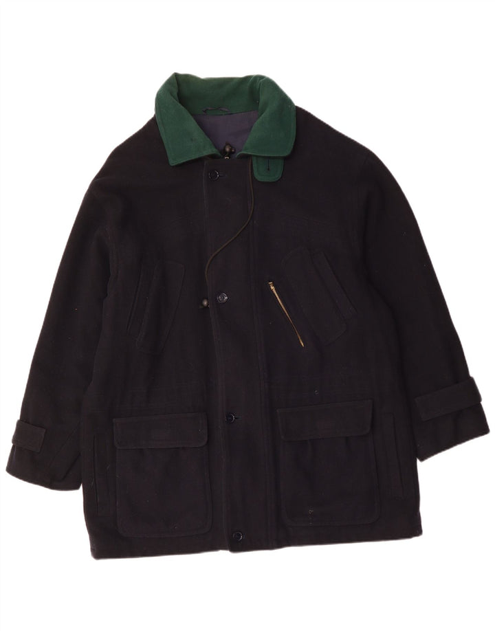 Płaszcz męski VINTAGE UK 42 XL, granatowy, wełniany