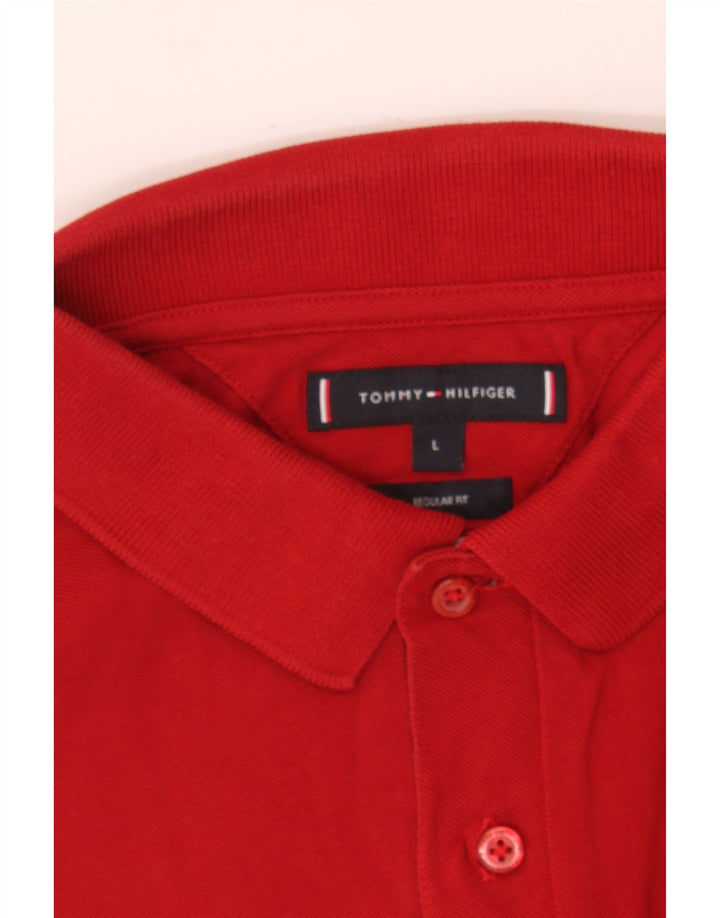 TOMMY HILFIGER Mens Polo Shirt Large Red Cotton Vintage Tommy Hilfiger and Second-Hand Tommy Hilfiger from Messina Hembry 
